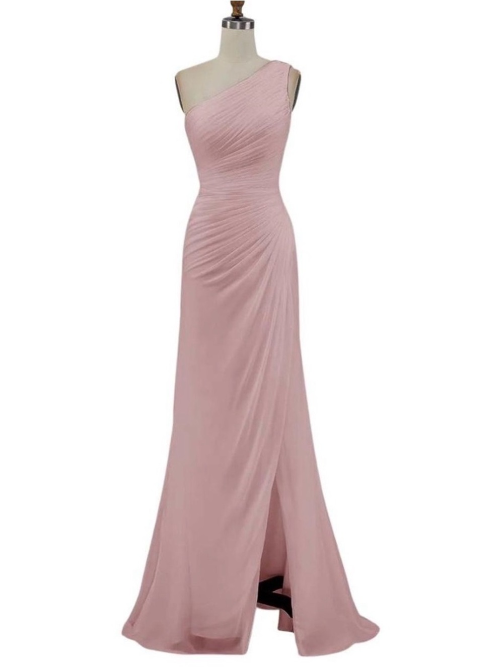 One-Shoulder Blush Pink Evening Gown